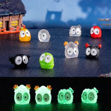 5 stuks Halloween lichtgevende pompoen-spookjes van hars, knutselfiguurtjes, decoratieaccessoires voor poppenhuis en landscha