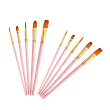 10St Praktische Verfborstels Roze Hout Nylon Voor Waterverf En Acryl