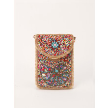 Straw crossbody bag, women's bag, beaded bag, woven women's shoulder bag, mobile phone bag