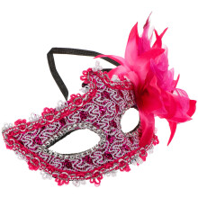 1Rood Kanten Venetiaans Masker Met Bloem En Sprankelende Rhinestones