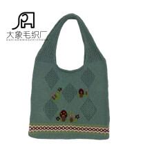 Handmade yarn knitted embroidered crochet handbag/shoulder bag/shopping bag