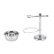 Herren-Rasier-Set aus Edelstahl mit Pinselhalter und 9-cm-Seifenschale