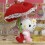 Κόκκινο Hello Kitty που κρατάει ομπρέλα βελούδινο παιχνίδι μπρελόκ κινο 4
