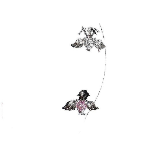 Orecchini a forma di cuore con strass e ali, perfetti per lo stile punk e come regalo per le donne. 1