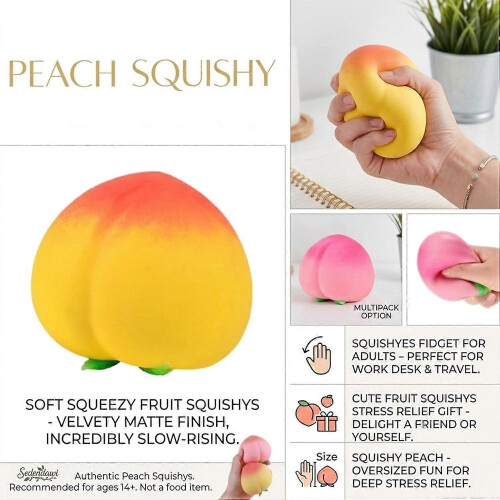 Ροδάκινο Squishy, Squishy Ροδάκινο, Μαλακές Squishy με Φρούτα, Squishyes Fidget για Εν 1