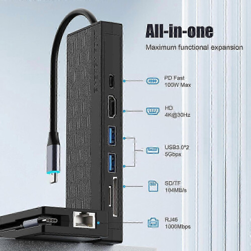 Σταθμός σύνδεσης USB 3.0 7 σε 1, USB C Hub 5Gpbs υψηλής ταχύτητας 1000Mbps Ethernet RJ45 Gig 1