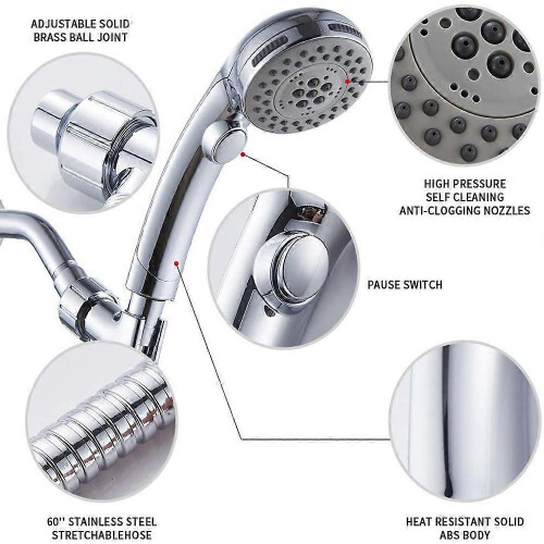 Ensemble de douche à bouton-poussoir, pomme de douche multifonctionnelle à pression contrôlée 1