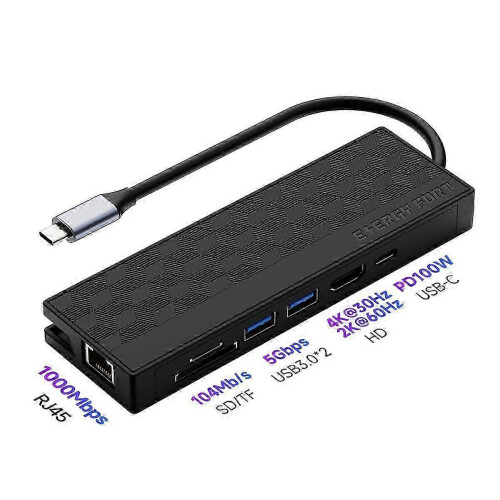 Σταθμός σύνδεσης USB 3.0 7 σε 1, USB C Hub 5Gpbs υψηλής ταχύτητας 1000Mbps Ethernet RJ45 Gig 2