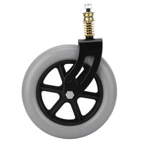 Wheelchair Caster Assembly Front Universal PU Hub Solid Spring Shock Absorber Wheel 10 X 2in Replacement Parts 2