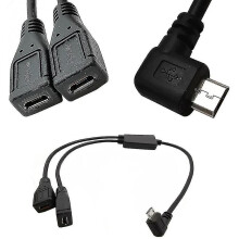 (Right turn) Y Splitter Cable with Built-in Chip, 30cm, Compatible with Micro USB for Stable Charging and Anti-Interference Data Transfer