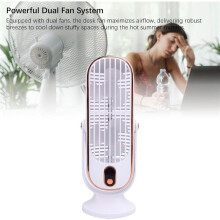 Ventilatore da tavolo a torre senza pale, ricaricabile tramite USB, silenzioso, con 5 velocità e motore brushless per casa e ufficio, bianco.