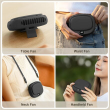 Draagbare nekventilator, USB-oplaadbaar, verkoelend, 5 snelheden, handsfree, zwart
