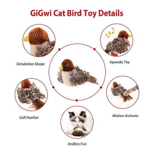 Interactief kattenspeeltje: realistisch vogelgeluid 1