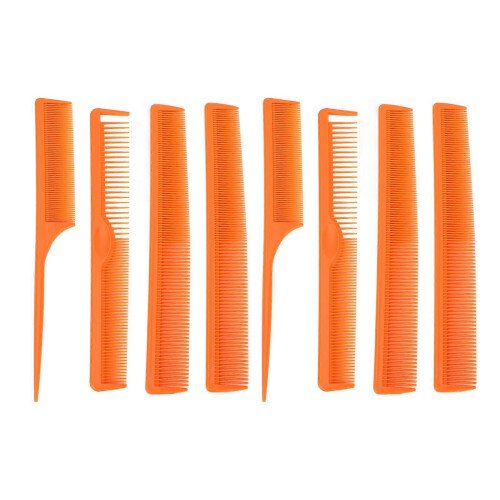 Conjunto de 8 Pentes de Plástico com Dentes Finos e Largos para Pentear e Separar o Cabelo 1