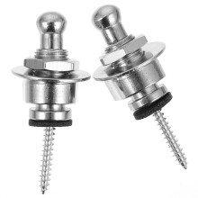 2St Gitaar Strap Buckle Zilveren Anti-Slip Tail Nail Voor Gitaarriem