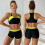 Women's Two-Piece Solid Sports Bikini Set,Yellow,S 3
