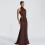Women's Solid Fitted Backless Mermaid Dress,Coffee,L 4