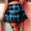 Lace Plaid Pleated Bodycon Mini Skirt,Blue,M 4