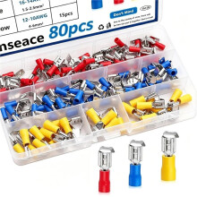 80 Conectores de Pala Piggyback Semiaislados, Kit Surtido de Conectores de Pala Piggyback de Desconexión Rápida