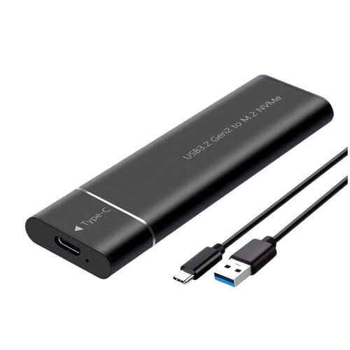 M2 SSD Enclosure NVMe Protocol M.2 Solid State Mobile Hard Disk Box M.2 to USB3.2 Gen2 Type-C 10Gbps SSD Case Black
