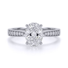 (Q) Jewelco London Ladies Solid 9ct White Gold Oval Cubic Zirconia Wed-fit Engagement Travel Proposal Ring 1.00CT - JRN600