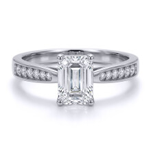 (M) Jewelco London Ladies Solid 9ct White Gold Emerald Cut Cubic Zirconia Wed-fit Engagement Travel Proposal Ring 1.00CT - JRN602