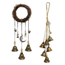 Witch Bells for Door Knob for Protection, 2 Pack Handmade Witch Bells 13.5 & 12.2 Inch with Brass Bells and Spell Jars