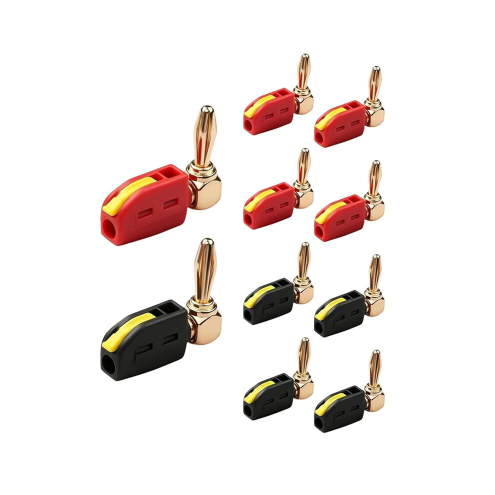 10Pcs 90 Degree 4Mm Banana Plugs,Right Angle Banana Speaker Plug Connectors For Speaker Wire, Audio/Video Receiver 6033472693412