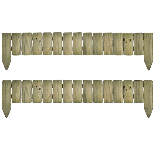 Wooden Edge Log Garden Lawn Border Edging Panel - Pack 2