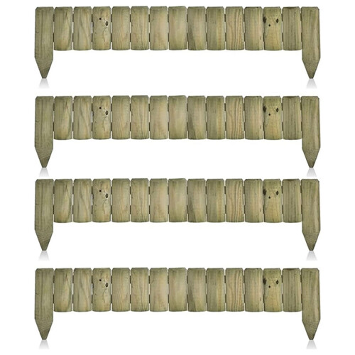 Wooden Edge Log Garden Lawn Border Edging Panel - Pack 4
