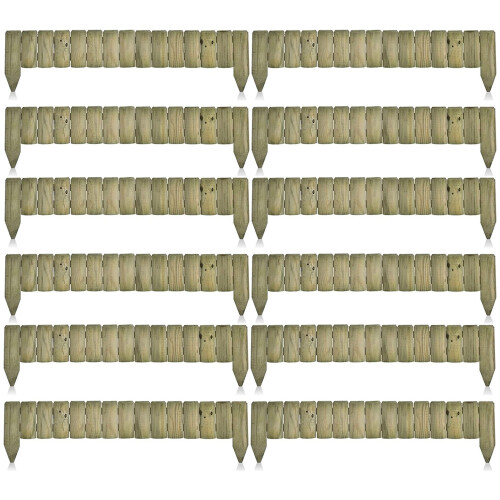 Wooden Edge Log Garden Lawn Border Edging Panel - Pack 12