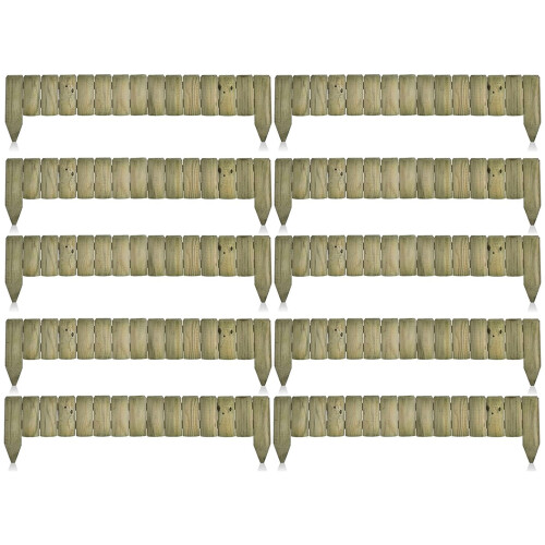Wooden Edge Log Garden Lawn Border Edging Panel - Pack 10