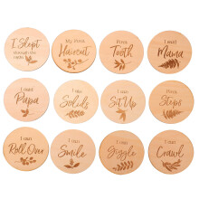 12St Creatieve Baby Kaarten Hout - Veilige Baby Fotoprops