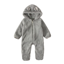 1St Newborn Hooded Romper Grijze Babypak Met Zachte Stof