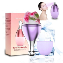 Facial Ice Roller with Spray and Silicone Face Massager for Cooling Eye Relief and Contouring (Purple)