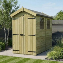 4 x 5 Apex Shed Tanalised (Double Door, With Windows)