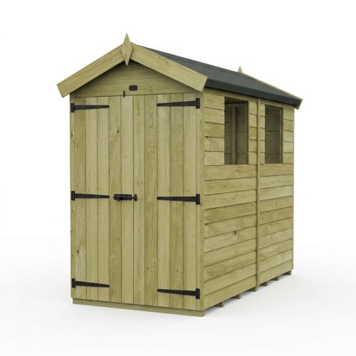 4 x 5 Apex Shed Tanalised (Double Door, With Windows) 1