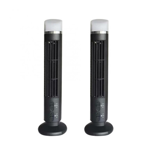 2X Portable Air Cooler Fan,Streamlined Tower Fan with LED,Powerful Wind,Space-Saving, USB Interface Black