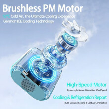 Draagbare mini-ventilator met clip voor om de nek, ijsblauw, oplaadbaar, draagbaar, persoonlijke koelventilator via USB.