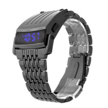 1Waterdicht Zwart LED Herenhorloge Met Alloy Band En