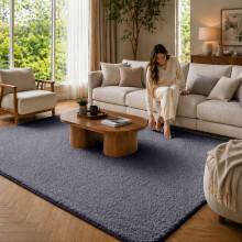 (200x290cm, Grey) Pashmina Shaggy Rug – Soft Faux Fur Fluffy Area Rug with Non Slip Rubber Backing Living Room & Home Decor Carpet