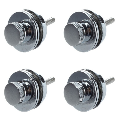 4X Flat  Chrome Strap Lock for Electric Guitar