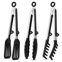 Food Tongs Stainless Steel BBQ Pasta Tongs Non-Slip Food Tongs Steel Handle Lock Design Bread BBQ Tongs Salad Cooking
