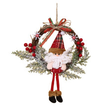 Artificial Christmas Wreath for Front Door Wall Window Farmhouse Home Decoration, Santa Claus(Small)
