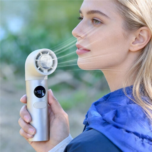 Witte nekventilator 3000mAh, LED display, USB oplaadbaar, flexibele nek 1