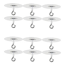 12Pcs Adhesive Ceiling Hooks for Popcorn Concrete Textured Ceiling Wall Surface, No Drilling Self Adhesive Ceiling Hooks