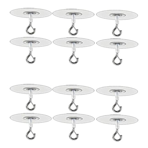12Pcs Adhesive Ceiling Hooks for Popcorn Concrete Textured Ceiling Wall Surface, No Drilling Self Adhesive Ceiling Hooks