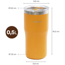 Termosmuki oranssi 0,5 litran On-the-go-muki