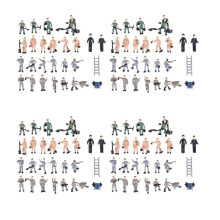 100Pcs 1:87 Figurines Painted Figures Miniatures of Railway Workers with Bucket and Ladder