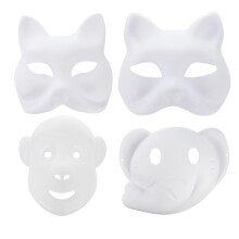 12St Dierenmaskers Wit Papier Voor DIY Maskerade En Cosplay